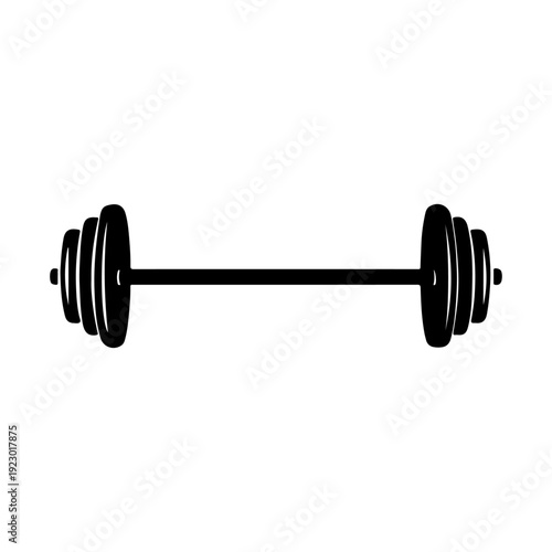 Barbell silhouette for fitness and bodybuilding black gym weight icon vector