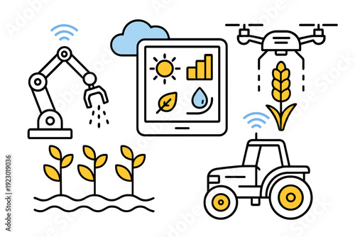 Innovation in agriculture with technology improving farming and crop yields through automation and data analysis
