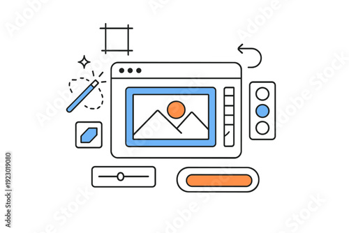 Graphic design workspace showcasing tools for editing digital art and enhancing creativity through technology