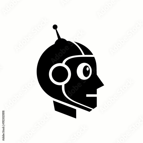 An illustration of a robot's head, simple and modern