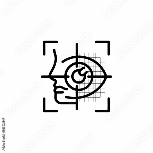 Icon representing facial recognition technology, security concept and data protection 