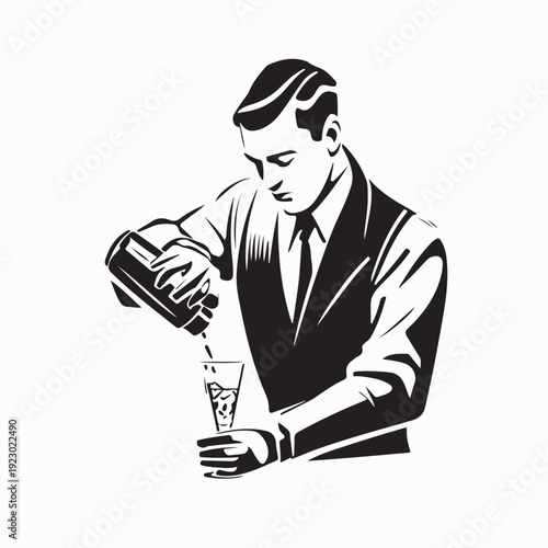 Bartender Hand Making Drink with Tools Vector Illustration