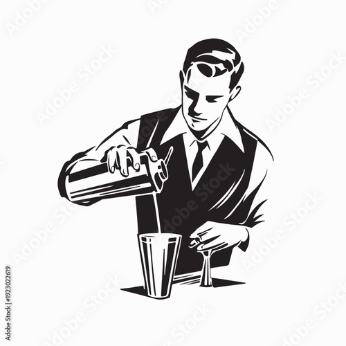 Bartender Hand Making Drink with Tools Vector Illustration