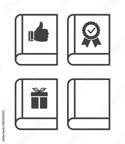 bestseller popular book icon set