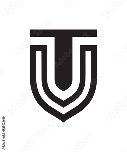 Abstract geometric logo design featuring a stylized 'U' or shield shape with internal lines, creating a modern, bold, and memorable brand mark.