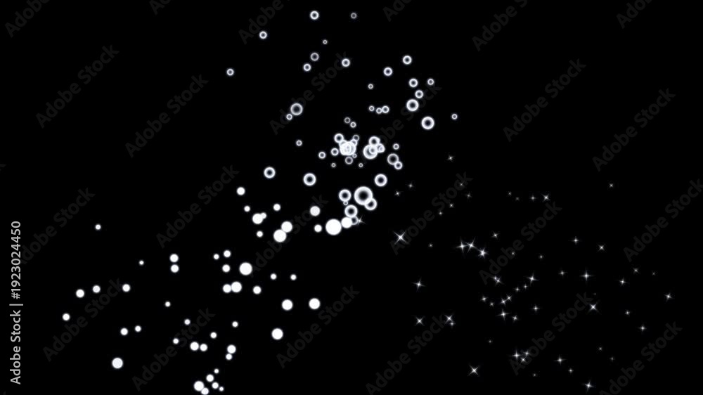 custom made wallpaper toronto digitalTwinkling glitter stars animation with floating bubble motion effect. flat liquid bubble overlay, white cartoon blinking stars, fast line glitter motion, glowing light trails on black screen 4K