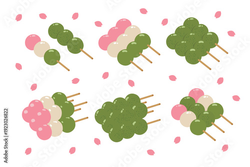 三色団子 草団子 和菓子 イラスト ベクター