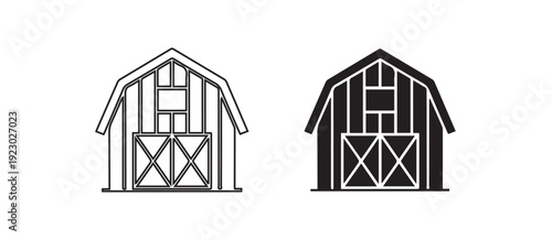 Illustration of a barn silhouette with a weather window representing agricultural  farming  and rural lifestyle.