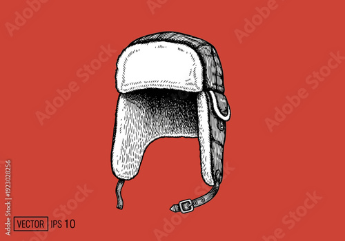 Handdrawn illustration of a Ushanka hat.