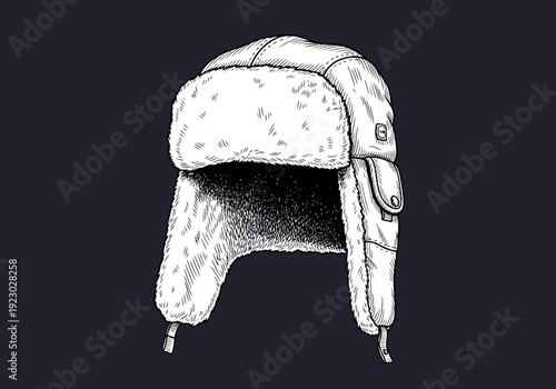 Handdrawn illustration of a Ushanka hat 1.