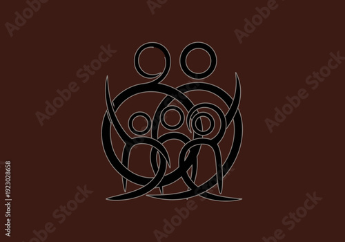 Stylized Family Emblem with Intertwined Figures.