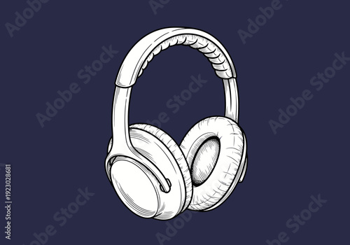 Vintage Headphones Illustration.