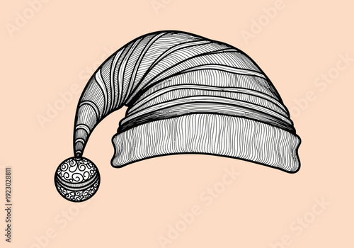 Whimsical Striped Elf Hat with Decorative Ball.