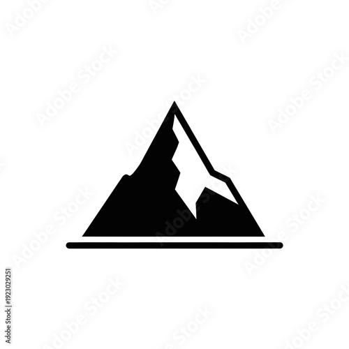 Black silhouette of a majestic mountain peak.