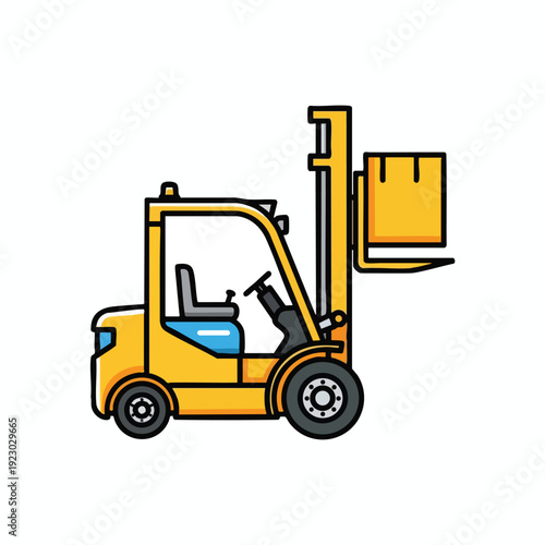 Yellow Forklift with Load