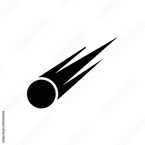Black comet icon with tail.