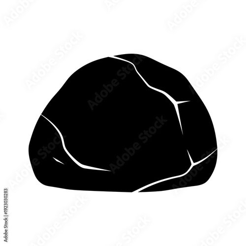 Black rock with white cracks illustration.
