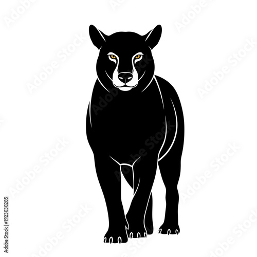 Black Panther Silhouette Standing Front View.