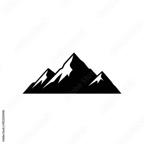 Black silhouette of majestic mountain peaks.