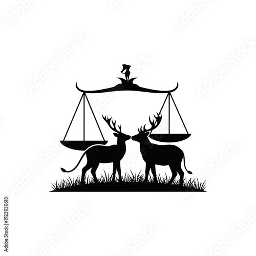 Deer and Scales of Justice Logo.