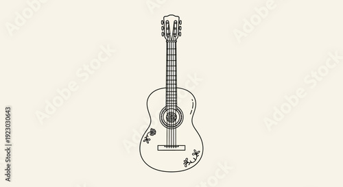 Acoustic Guitar Illustration Simple Design.