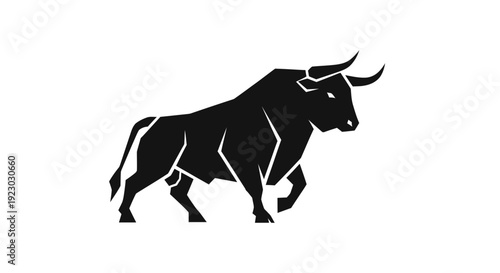 Black Bull Silhouette Illustration Graphic Design.
