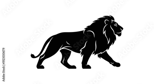 Black Lion Silhouette Walking Forward Strong 1.