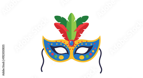 Colorful Venetian Carnival Mask with Feathers.