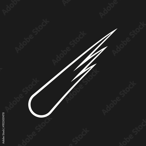 White comet with a glowing tail on a black background.