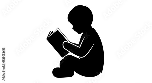 A child sits reading a book quietly byo