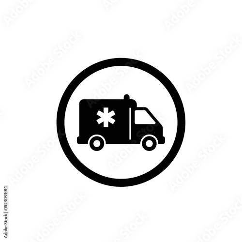 Ambulance icon in a circle.