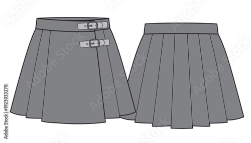 Fashion sketch of the mini kilt skirt