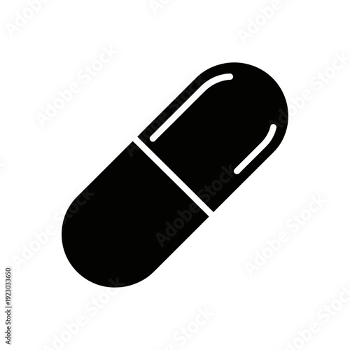 Black capsule icon on white background.