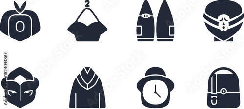 Icon set abstract minimalist style isolated objects design elements