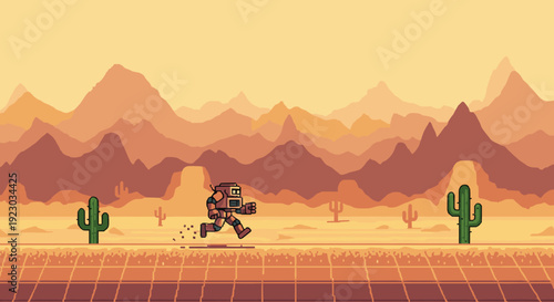 A peaceful, illustrated scene of a cactus in a desert landscape. Ideal for backgrounds, website elements, or themed content evoking the American South