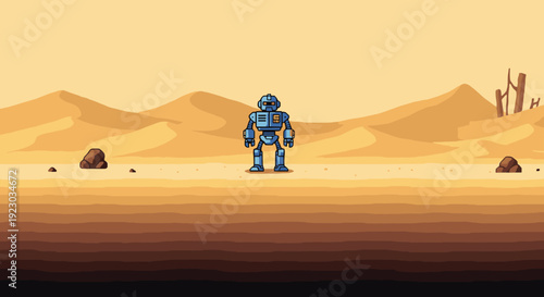A warm, minimalist illustration depicting a desert landscape with layered colors.  Ideal for backgrounds, concept art, or evoking feelings of solitude