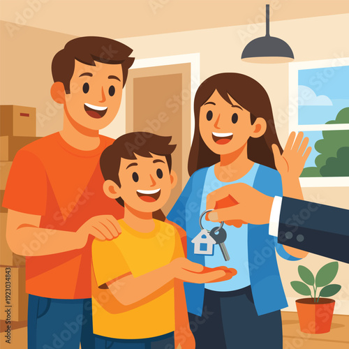 Family Receiving Keys to Their New Home