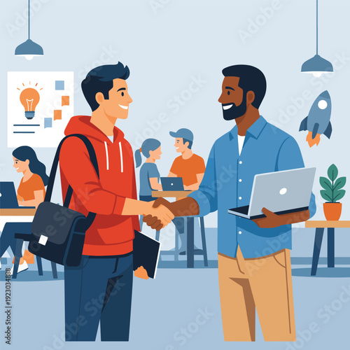 Business Partners Shaking Hands in Office