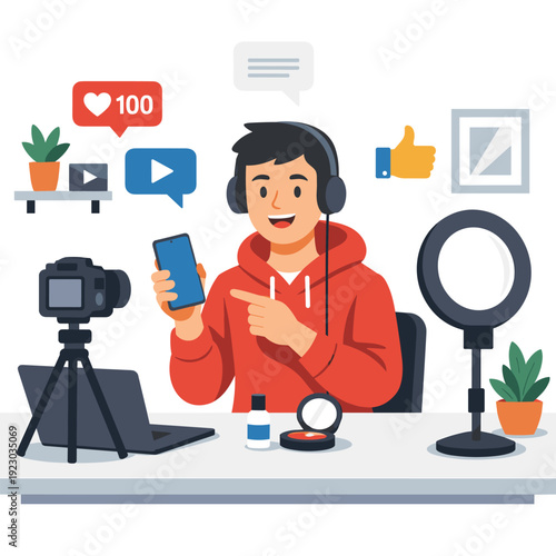 Vlogger sharing content on social media platform