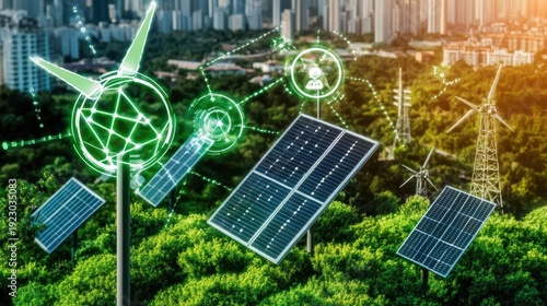 Advanced Solar and Wind Energy Technology Integrated with Green Cityscape for Sustainable Future Development