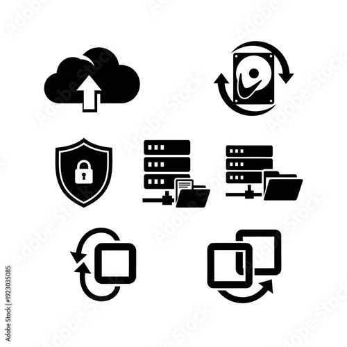 Cloud Computing and Data Storage Icons.