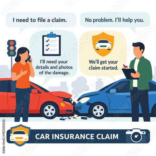 Car insurance claim process with customer and agent