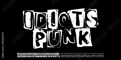 Font vector. Alphabet Hand Drawn Punk Graffiti Alphabet Vector Font