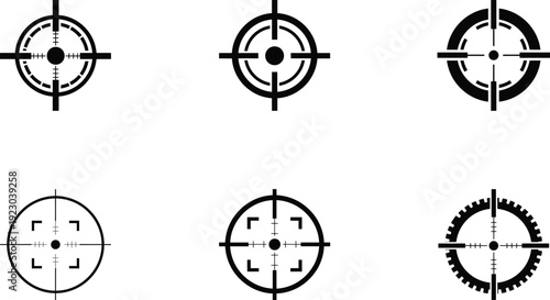 target icons set silhouette on white background
