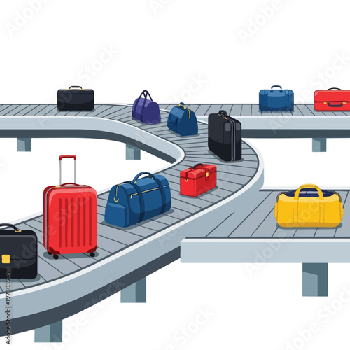 Luggage on Conveyor Belt at Airport