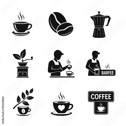 Collection of Coffee Icons and Symbols.