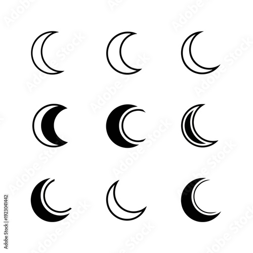 Collection of Crescent Moon Icons.