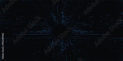 Dark Blue Digital Dot Matrix Burst Background Vector for Futuristic Technology Themes, Perfect for AI platforms, cybersecurity websites, software dashboards, gaming interfaces and data driven visuals