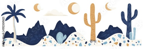 Panel kuchenny z motywem Modern posters showcasing abstract floral paper cut collages, ideal for social media, wallpaper, and printed materials