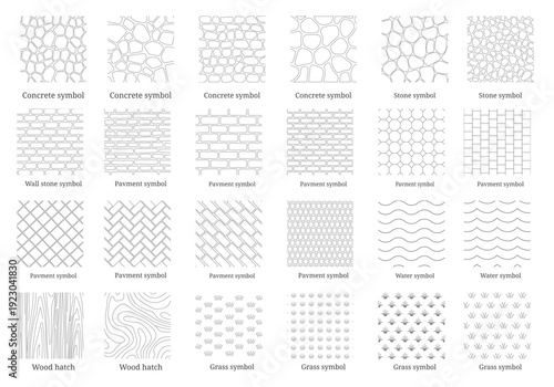 Landscape Architecture CAD Hatch Pattern Set Grass Water Stone Wall Texture Elements Collection